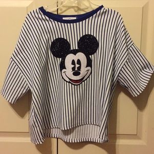 Striped Crop Top Mickey Tee